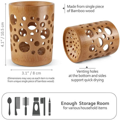 Bamboo Holder Eco friendly Toothbrush or PEN or PENCIL | Water proof, multi use of holder