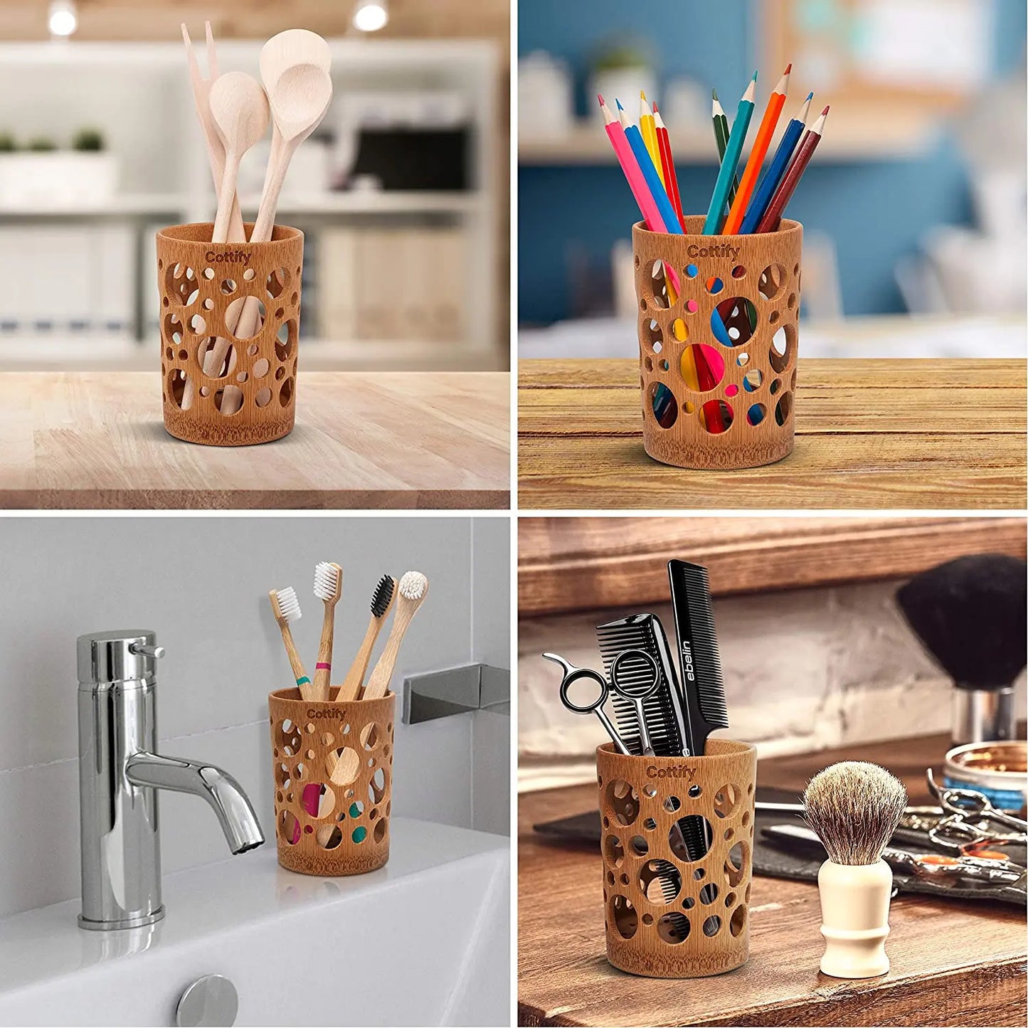 Bamboo Holder Eco friendly Toothbrush or PEN or PENCIL | Water proof, multi use of holder