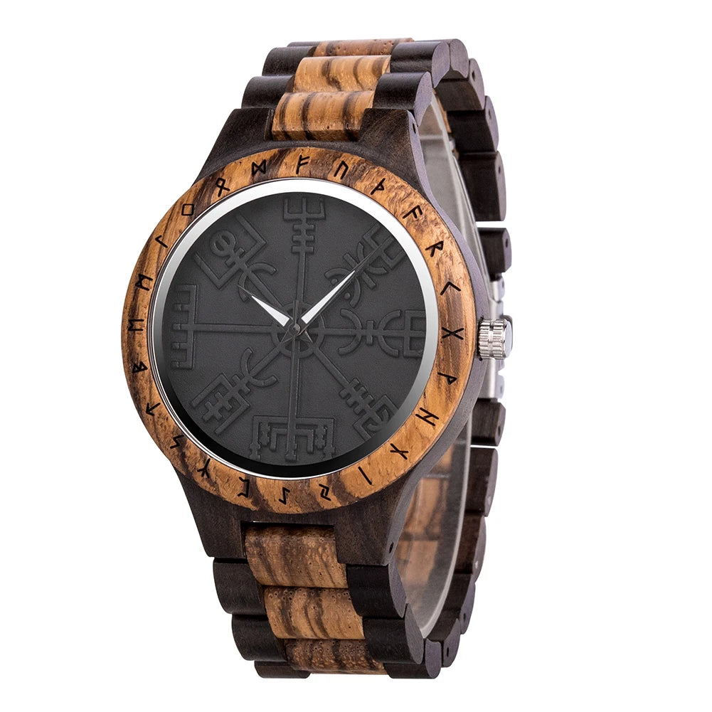 Eco friendly Wood Men Vintage Stylish Watch | Viking Man Watch Wrist Watches For Wood Strap Wristwatch Male Timepieces Customize Wood Box