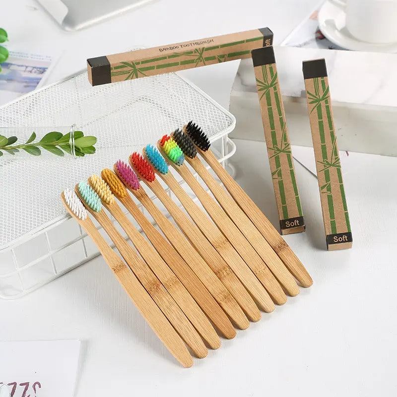 Toothbrush | Eco friendly Bamboo toothbrush set natural | pack of 10