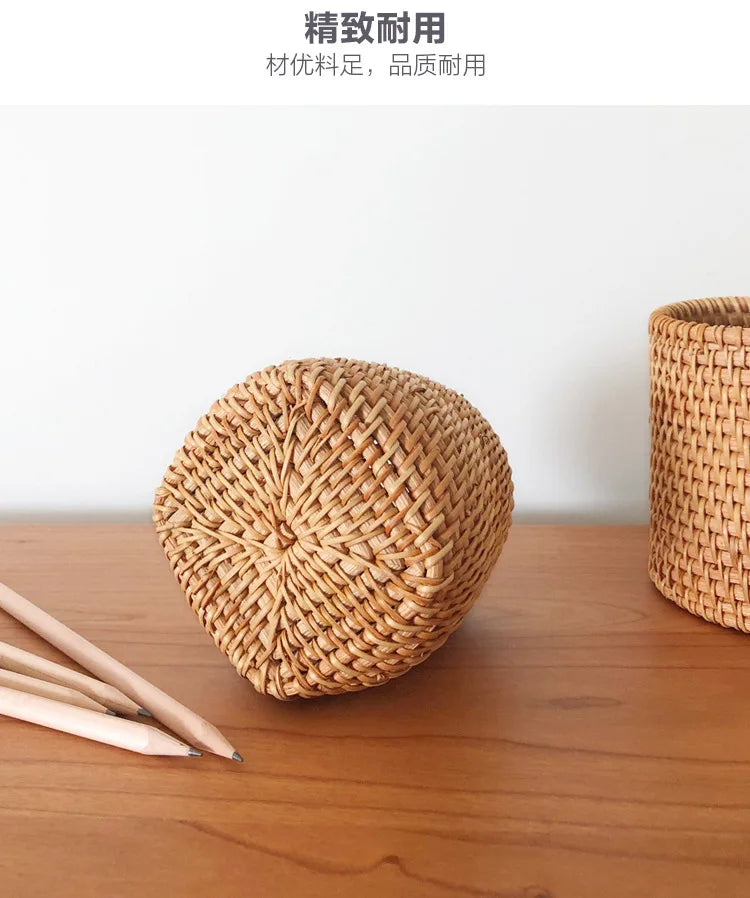 Eco Friendly Handmade Creative Pen Pencil Holder | Student School Office Woven Desktop Storage Box