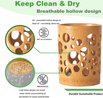 Bamboo Holder Eco friendly Toothbrush or PEN or PENCIL | Water proof, multi use of holder