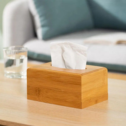 Eco friendly Bamboo Tissue Box | Creative Roll Storage Paper Box Desktop Organizer Home Office Napkin Holder Wood Table Decor