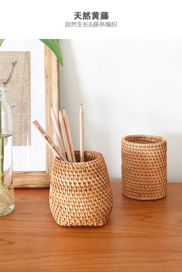 Eco Friendly Handmade Creative Pen Pencil Holder | Student School Office Woven Desktop Storage Box