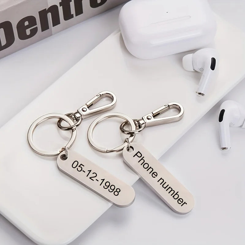 Custom Keychain with Phone Number Logo Name Women Men Car Key Ring Laser Engraveing Key Chain Stainless Steel Personalized Gift