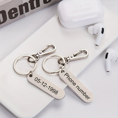 Custom Keychain with Phone Number Logo Name Women Men Car Key Ring Laser Engraveing Key Chain Stainless Steel Personalized Gift