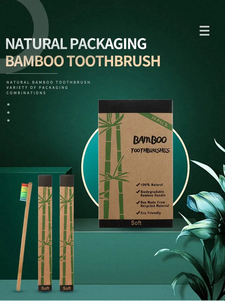 Toothbrush | Eco friendly Bamboo toothbrush set natural | pack of 10