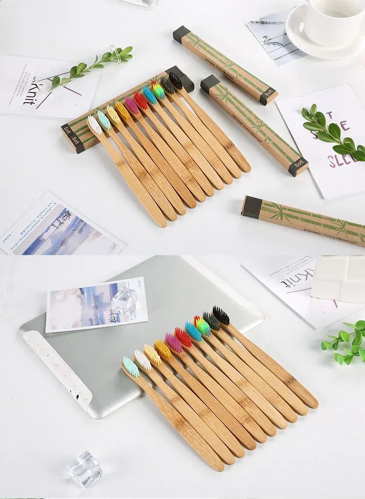 Toothbrush | Eco friendly Bamboo toothbrush set natural | pack of 10