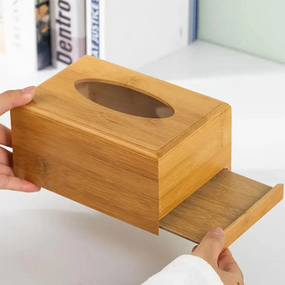 Eco friendly Bamboo Tissue Box | Creative Roll Storage Paper Box Desktop Organizer Home Office Napkin Holder Wood Table Decor