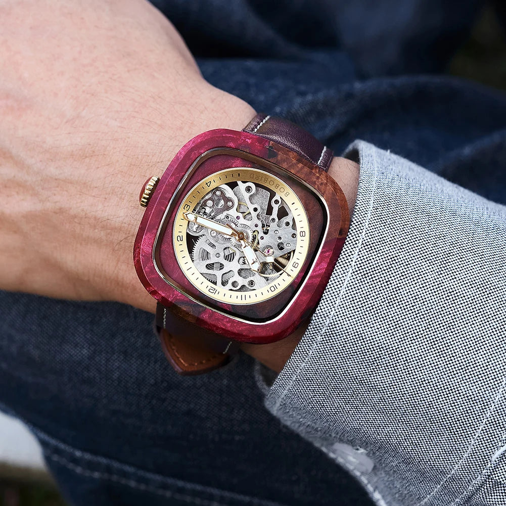 Eco Friendly Wood Mechanical Watches | Handmade Wood Automatic Men's Watch Timepieces Clock