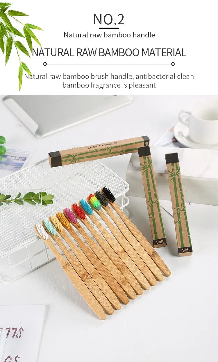 Toothbrush | Eco friendly Bamboo toothbrush set natural | pack of 10