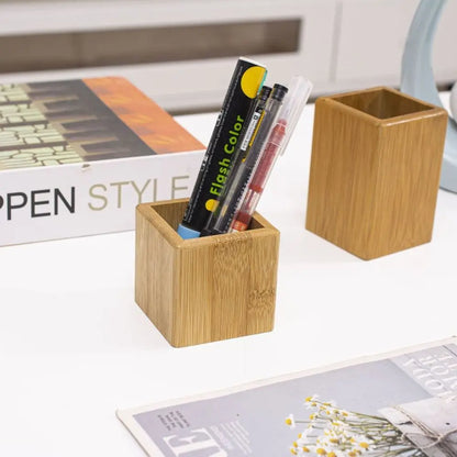 ECO - Friendly Bamboo | Stationery Multifunctional Home Study Office Bamboo Pen Holders Desktop Storage Pencil Organizer