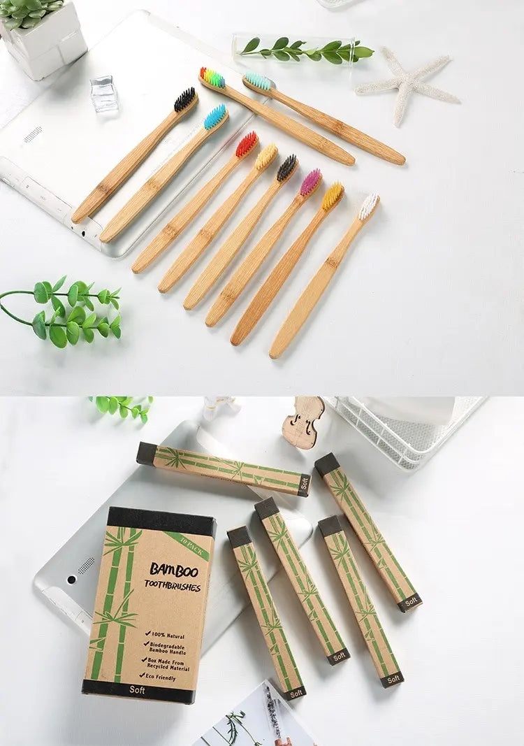 Toothbrush | Eco friendly Bamboo toothbrush set natural | pack of 10