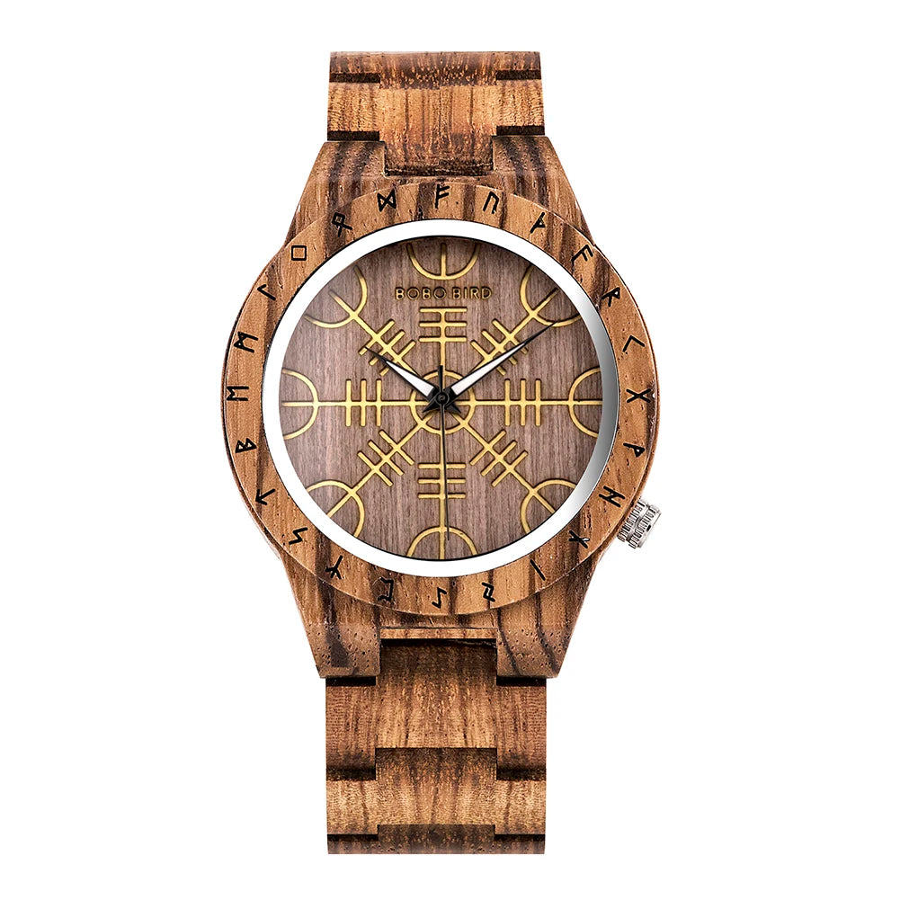 Eco friendly Wood Men Vintage Stylish Watch | Viking Man Watch Wrist Watches For Wood Strap Wristwatch Male Timepieces Customize Wood Box