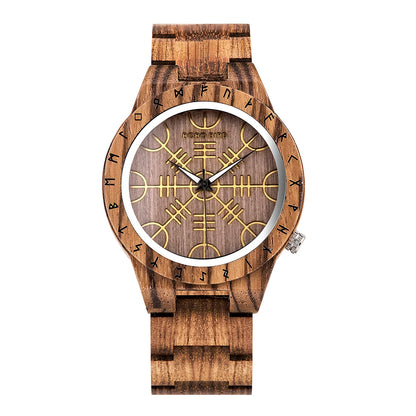 Eco friendly Wood Men Vintage Stylish Watch | Viking Man Watch Wrist Watches For Wood Strap Wristwatch Male Timepieces Customize Wood Box