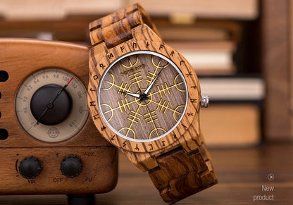 Eco friendly Wood Men Vintage Stylish Watch | Viking Man Watch Wrist Watches For Wood Strap Wristwatch Male Timepieces Customize Wood Box