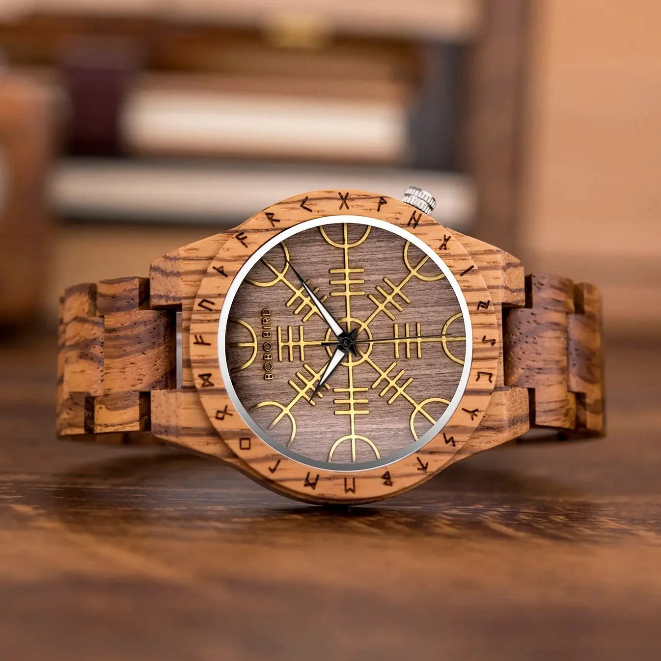 Eco friendly Wood Men Vintage Stylish Watch | Viking Man Watch Wrist Watches For Wood Strap Wristwatch Male Timepieces Customize Wood Box