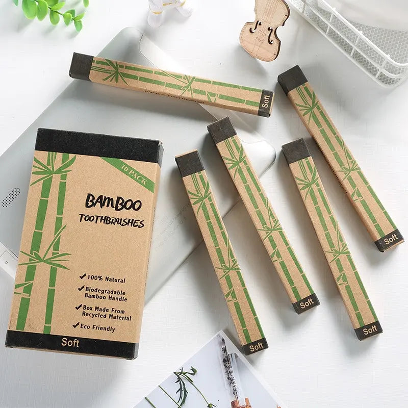 Toothbrush | Eco friendly Bamboo toothbrush set natural | pack of 10