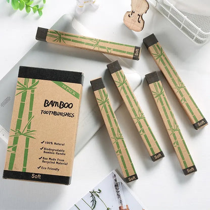 Toothbrush | Eco friendly Bamboo toothbrush set natural | pack of 10