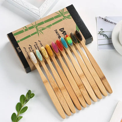 Toothbrush | Eco friendly Bamboo toothbrush set natural | pack of 10