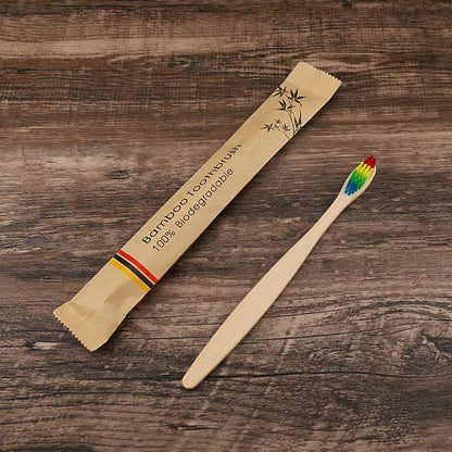 10pcs Bamboo Eco friendly Toothbrush Colorful Reusable Portable Adult Wooden Soft Tooth Brush For Home Travel