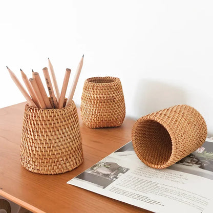 Eco Friendly Handmade Creative Pen Pencil Holder | Student School Office Woven Desktop Storage Box