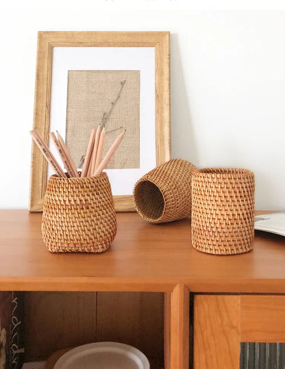 Eco Friendly Handmade Creative Pen Pencil Holder | Student School Office Woven Desktop Storage Box