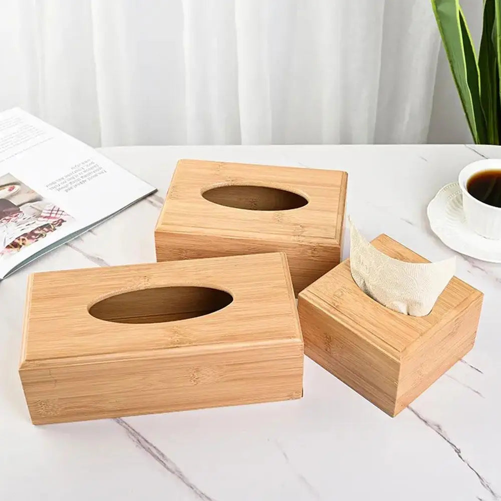 Eco friendly Bamboo Tissue Box | Creative Roll Storage Paper Box Desktop Organizer Home Office Napkin Holder Wood Table Decor