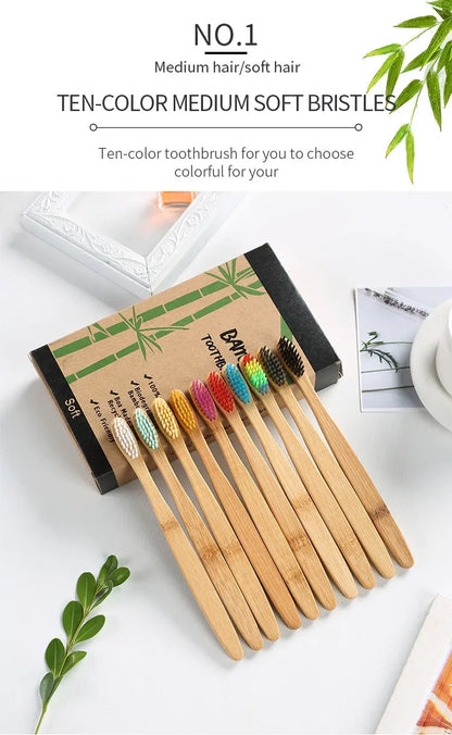 Toothbrush | Eco friendly Bamboo toothbrush set natural | pack of 10