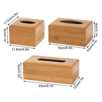 Eco friendly Bamboo Tissue Box | Creative Roll Storage Paper Box Desktop Organizer Home Office Napkin Holder Wood Table Decor