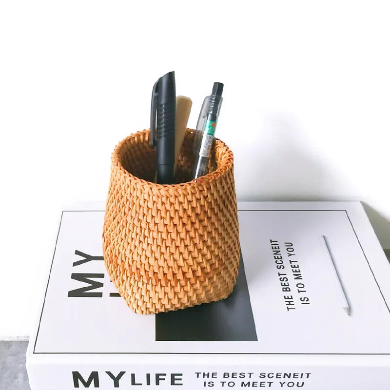 Eco Friendly Handmade Creative Pen Pencil Holder | Student School Office Woven Desktop Storage Box