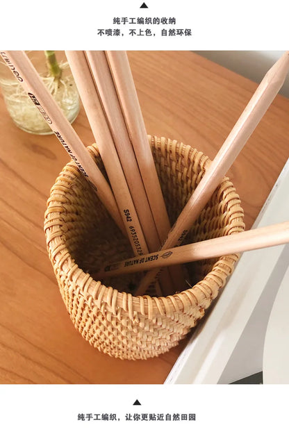 Eco Friendly Handmade Creative Pen Pencil Holder | Student School Office Woven Desktop Storage Box